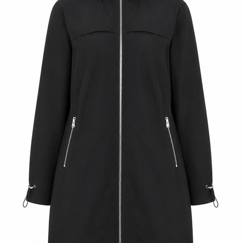 By Very Women's Black Size 12 Hooded Long Rain Coat Full Zip
