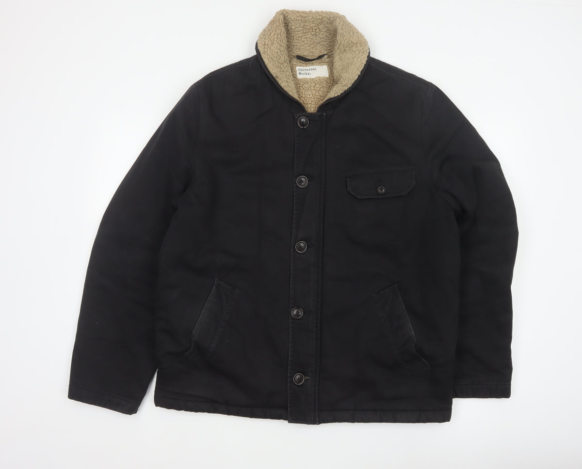 Universal Works Men’s Black L Sherpa Lined Cotton Workwear Jacket