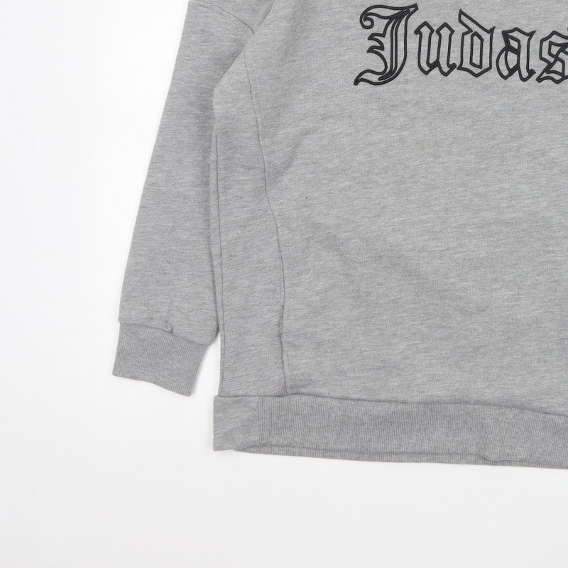 Additional view of Judas Sinned Men’s Grey M Gothic Logo Graphic Pullover Sweatshirt