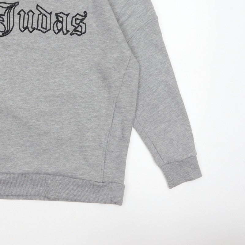 Additional view of Judas Sinned Men’s Grey M Gothic Logo Graphic Pullover Sweatshirt