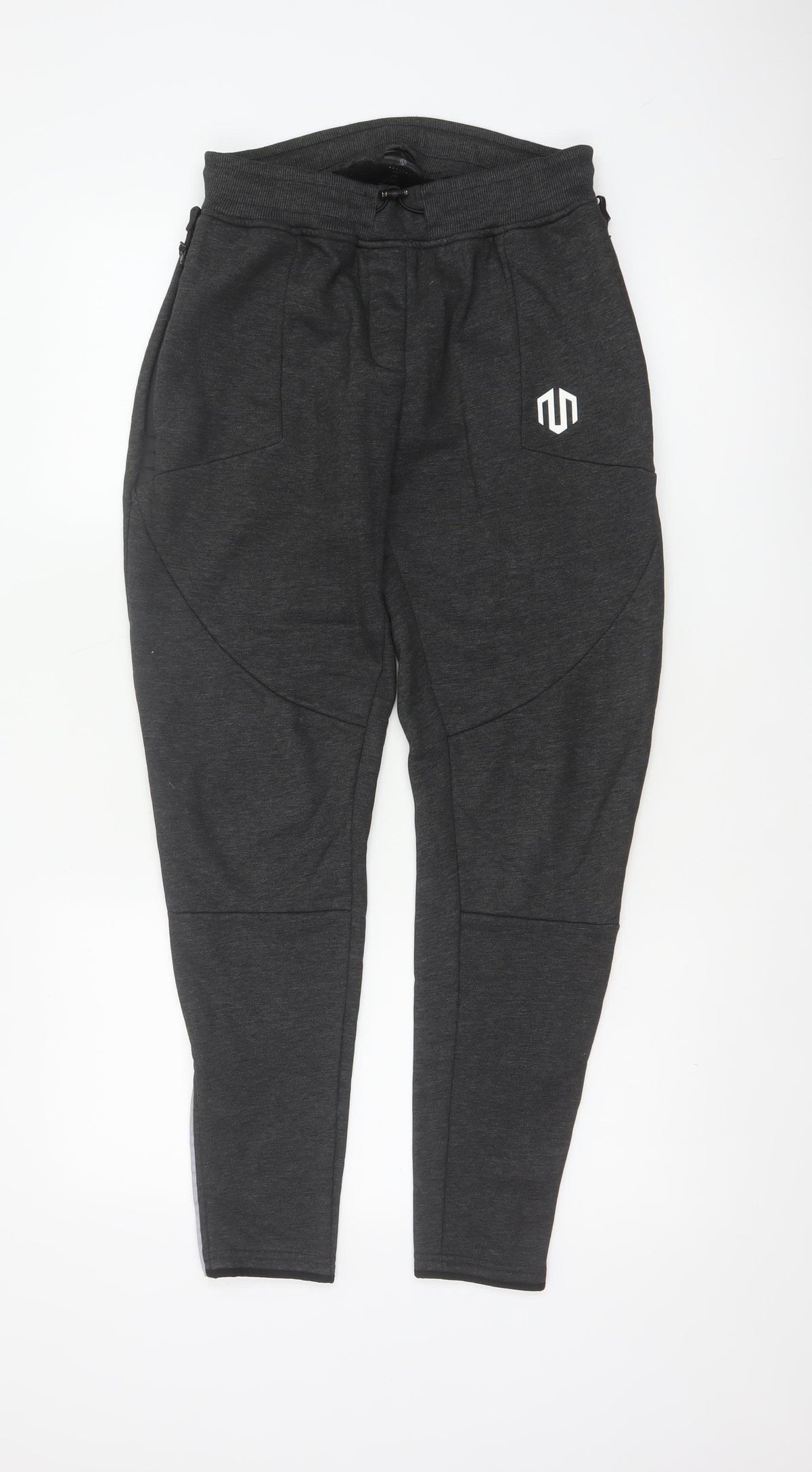 Back view of Morotai unisex grey m performance jogger trousers ankle zip logo