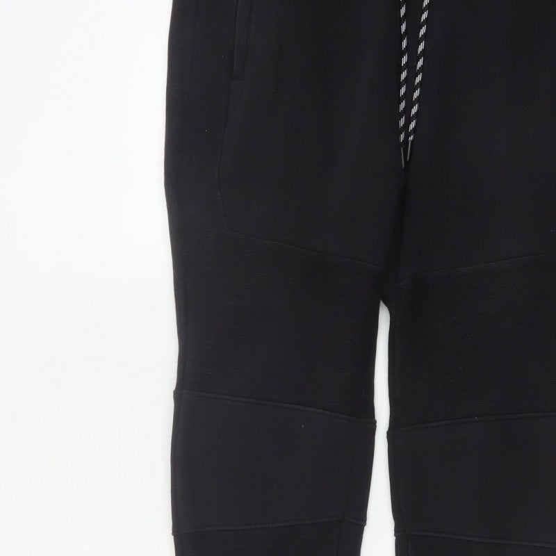 ISATH Mens Black M Slim Fit Cuffed Drawstring Jogger Trousers