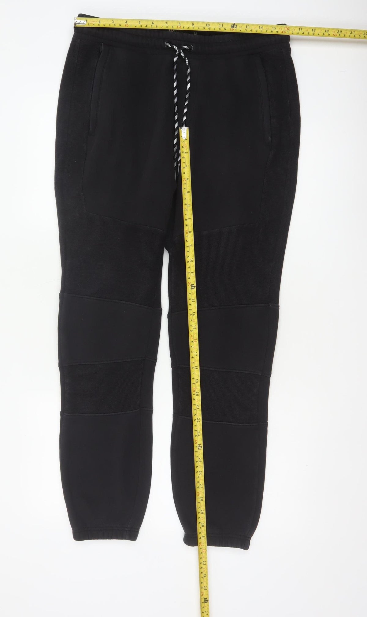 ISATH Mens Black M Slim Fit Cuffed Drawstring Jogger Trousers