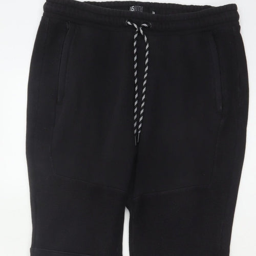 ISATH Mens Black M Slim Fit Cuffed Drawstring Jogger Trousers