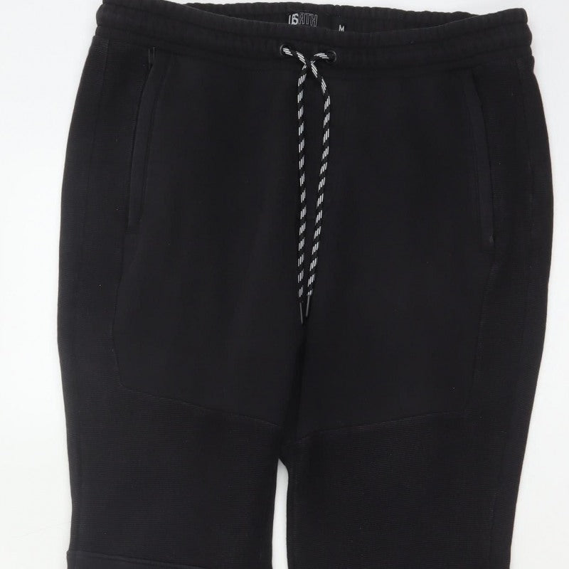 ISATH Mens Black M Slim Fit Cuffed Drawstring Jogger Trousers