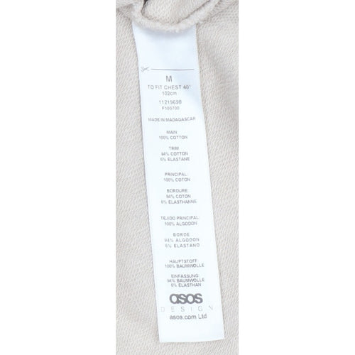ASOS Design Men Beige M Graphic Print Crew Neck Pullover Sweatshirt