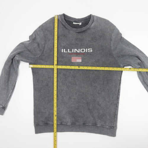 ASOS Design Men's Grey M Illinois USA Graphic Print Pullover Sweatshirt