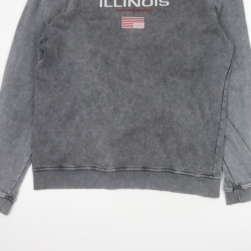 ASOS Design Men's Grey M Illinois USA Graphic Print Pullover Sweatshirt