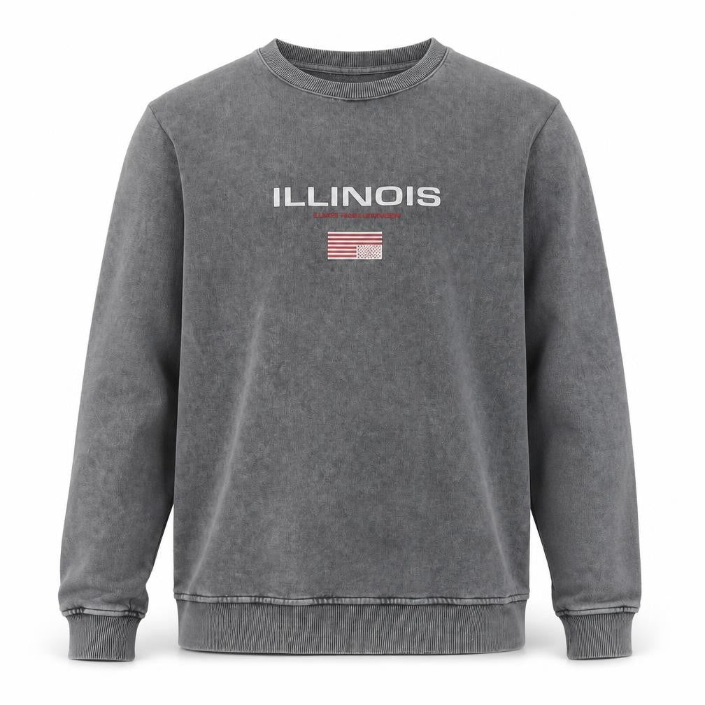 ASOS Design Men's Grey M Illinois USA Graphic Print Pullover Sweatshirt