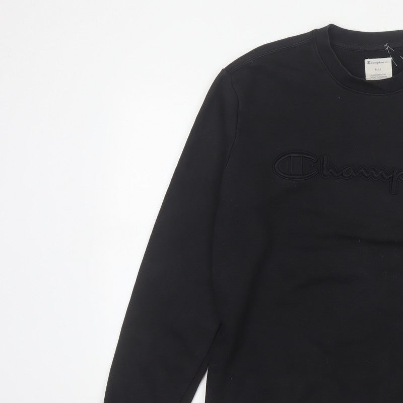 Additional view of Champion Elite Men’s Black M Embroidered Logo Crew Neck Sweatshirt