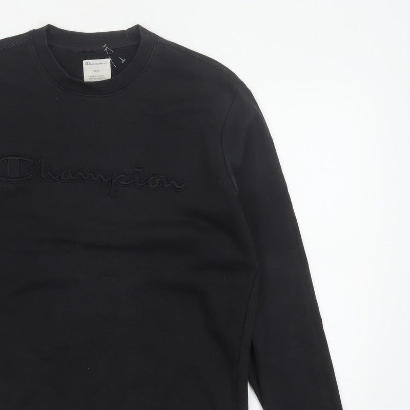 Additional view of Champion Elite Men’s Black M Embroidered Logo Crew Neck Sweatshirt