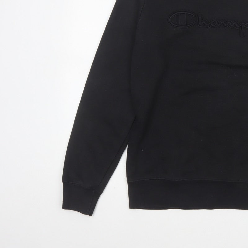 Additional view of Champion Elite Men’s Black M Embroidered Logo Crew Neck Sweatshirt