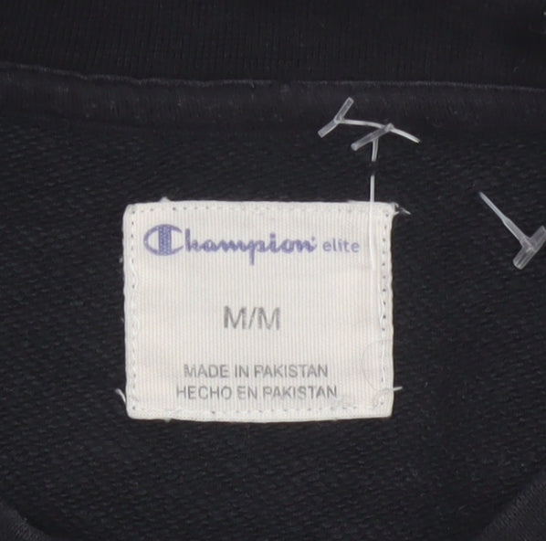 Additional view of Champion Elite Men’s Black M Embroidered Logo Crew Neck Sweatshirt