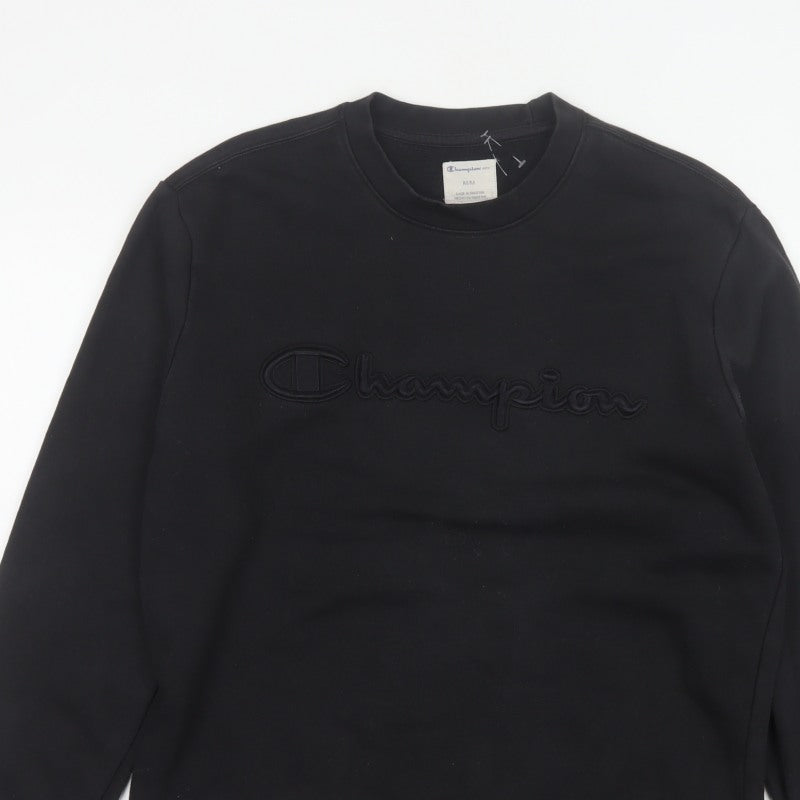 Additional view of Champion Elite Men’s Black M Embroidered Logo Crew Neck Sweatshirt