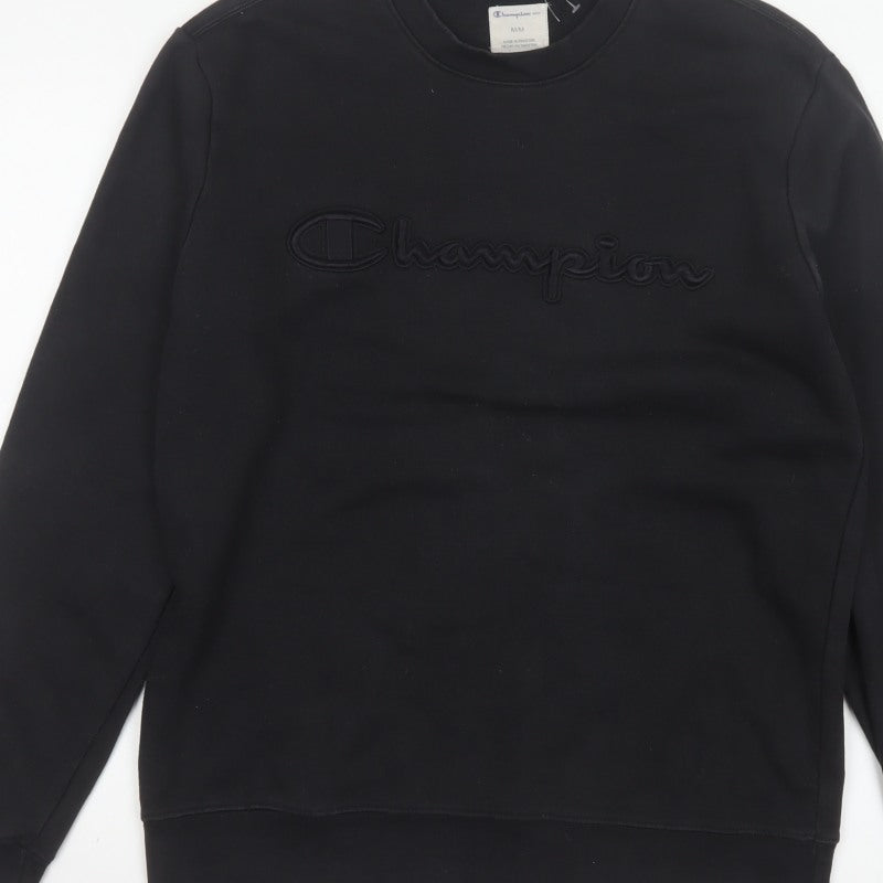 Additional view of Champion Elite Men’s Black M Embroidered Logo Crew Neck Sweatshirt