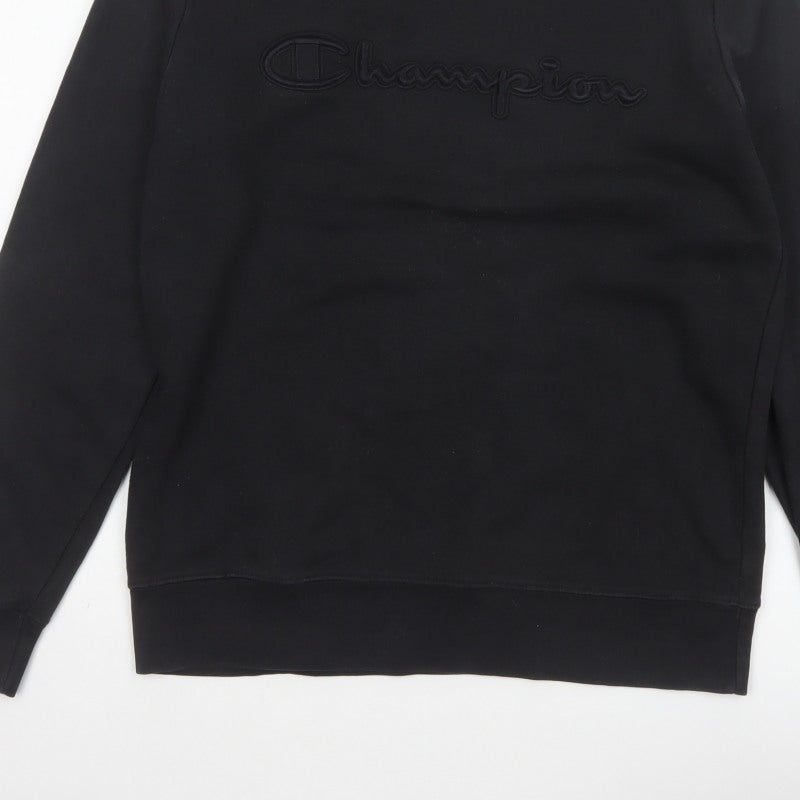 Additional view of Champion Elite Men’s Black M Embroidered Logo Crew Neck Sweatshirt