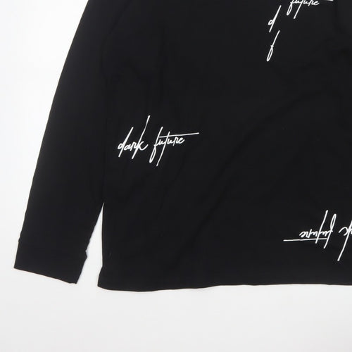 ASOS Men’s Black M Dark Future Graphic Print Long Sleeve Crew Neck Top