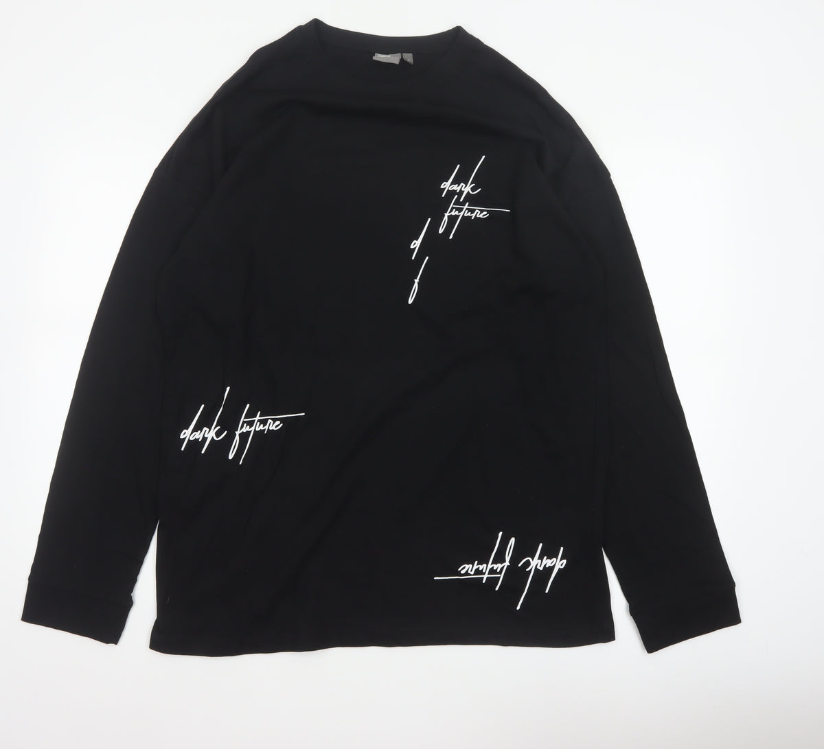 ASOS Men’s Black M Dark Future Graphic Print Long Sleeve Crew Neck Top