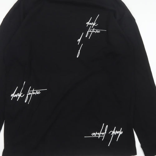 ASOS Men’s Black M Dark Future Graphic Print Long Sleeve Crew Neck Top