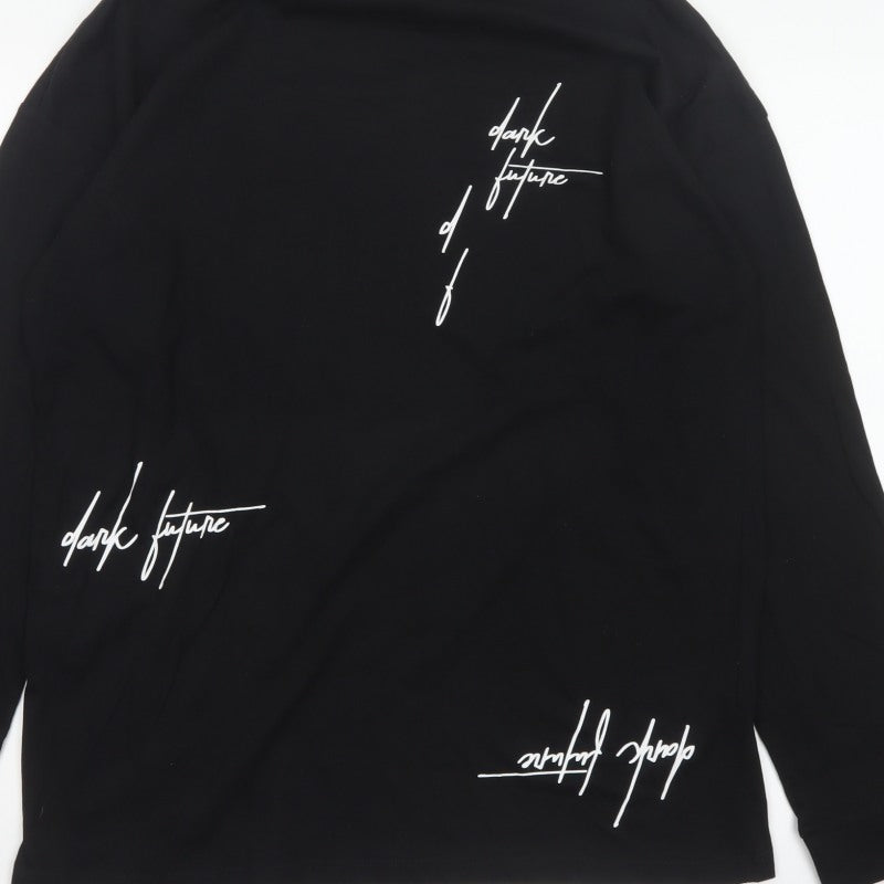 ASOS Men’s Black M Dark Future Graphic Print Long Sleeve Crew Neck Top