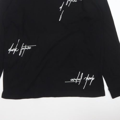 ASOS Men’s Black M Dark Future Graphic Print Long Sleeve Crew Neck Top
