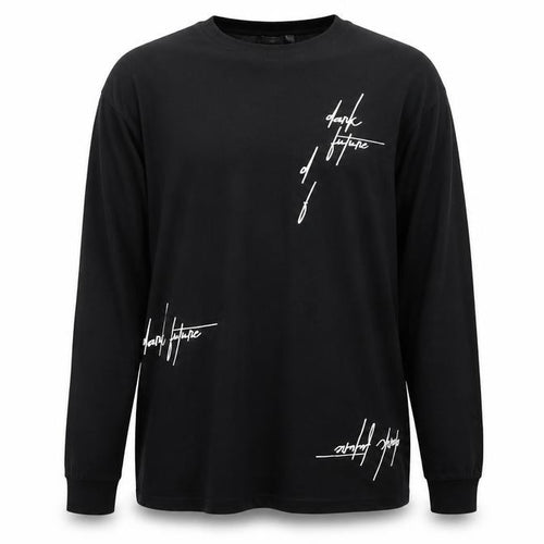 ASOS Men’s Black M Dark Future Graphic Print Long Sleeve Crew Neck Top