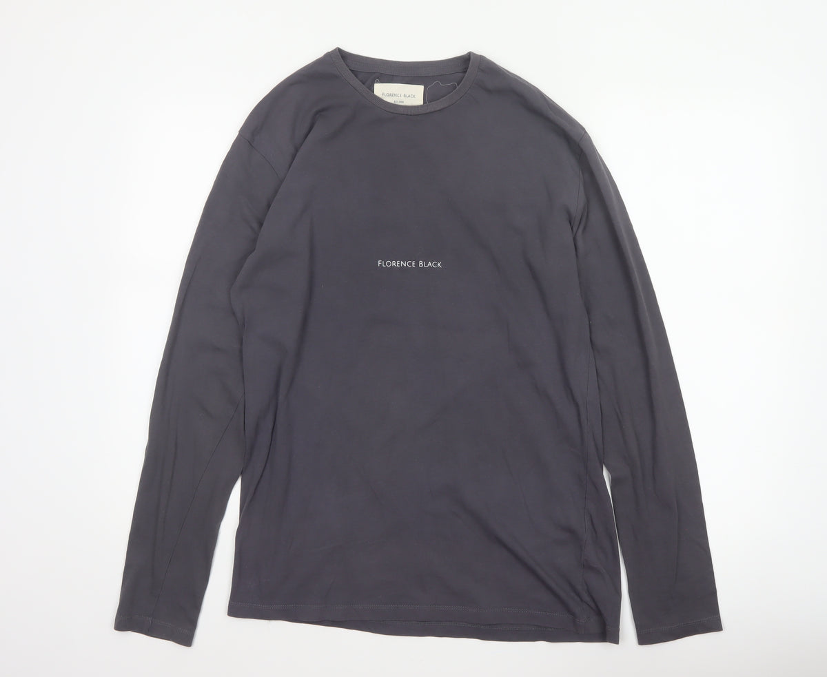 Florence Black Men’s Grey M Long Sleeve Logo Stretch T-Shirt