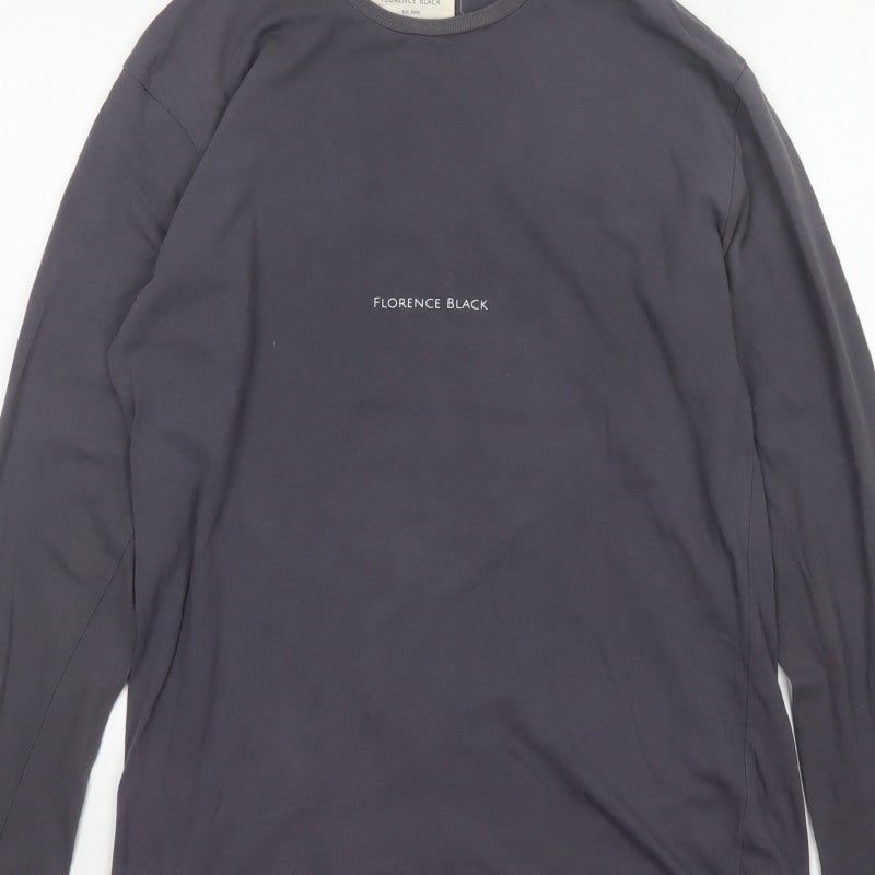 Florence Black Men’s Grey M Long Sleeve Logo Stretch T-Shirt