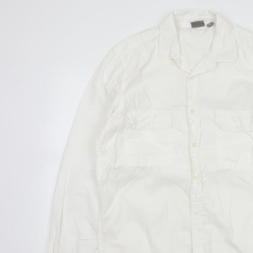 ASOS Men’s White M Cotton Long Sleeve Utility Button-Up Shirt 38-40