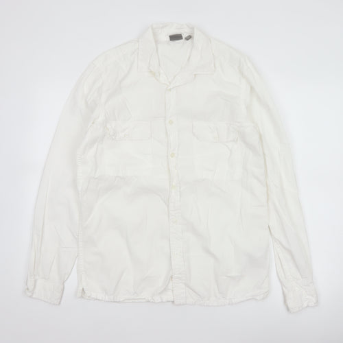 ASOS Men’s White M Cotton Long Sleeve Utility Button-Up Shirt 38-40