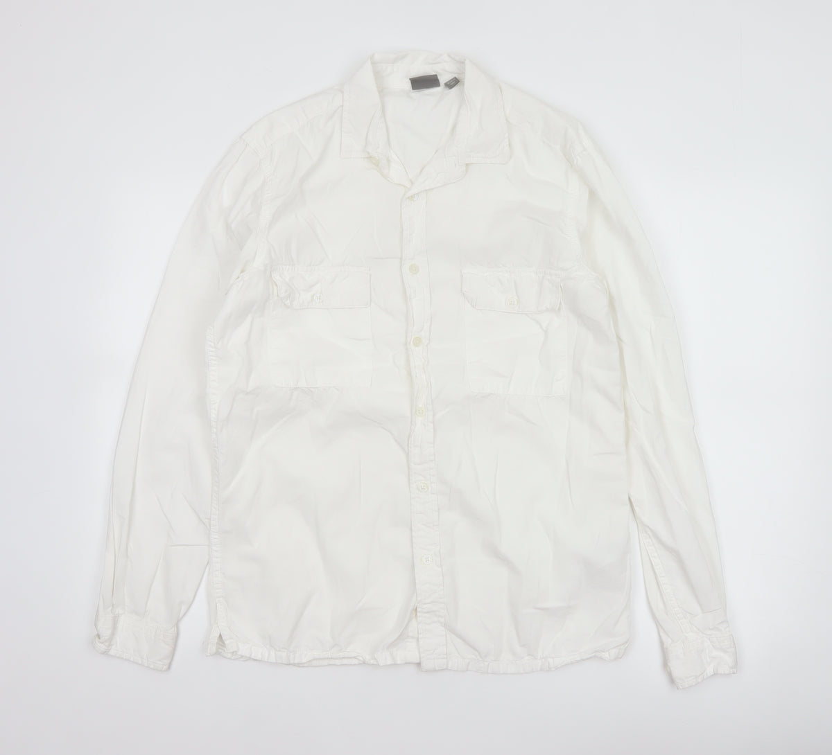 ASOS Men’s White M Cotton Long Sleeve Utility Button-Up Shirt 38-40