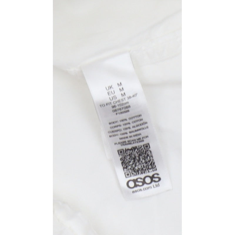 ASOS Men’s White M Cotton Long Sleeve Utility Button-Up Shirt 38-40