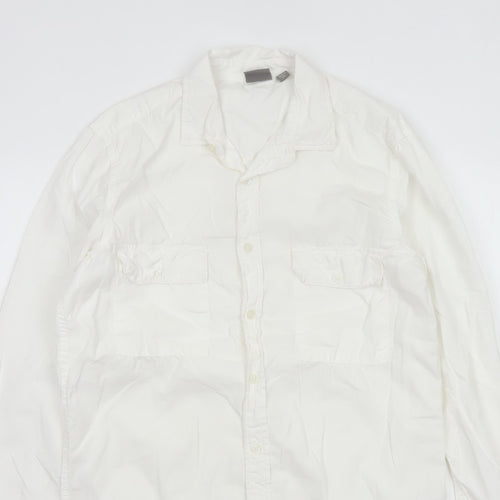 ASOS Men’s White M Cotton Long Sleeve Utility Button-Up Shirt 38-40