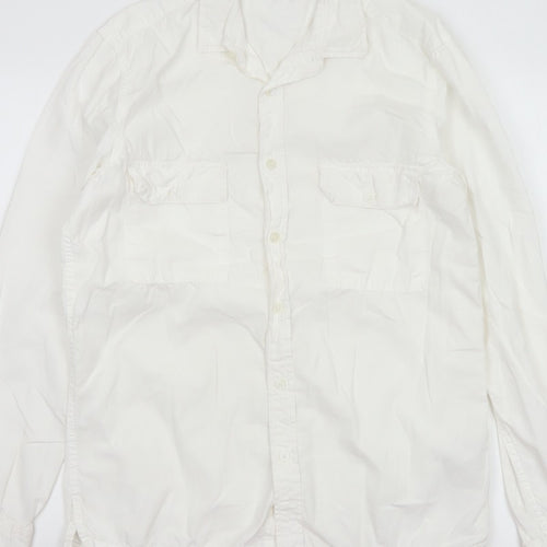 ASOS Men’s White M Cotton Long Sleeve Utility Button-Up Shirt 38-40