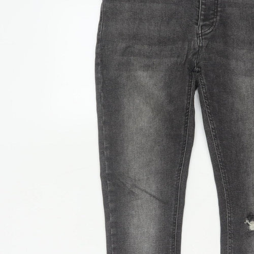 BoohooMAN Men’s Grey 32 Skinny Distressed Stretch Jeans