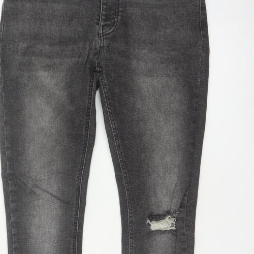 BoohooMAN Men’s Grey 32 Skinny Distressed Stretch Jeans