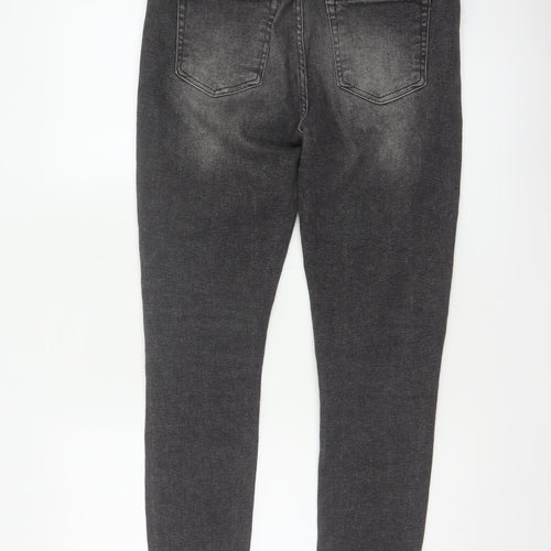 BoohooMAN Men’s Grey 32 Skinny Distressed Stretch Jeans