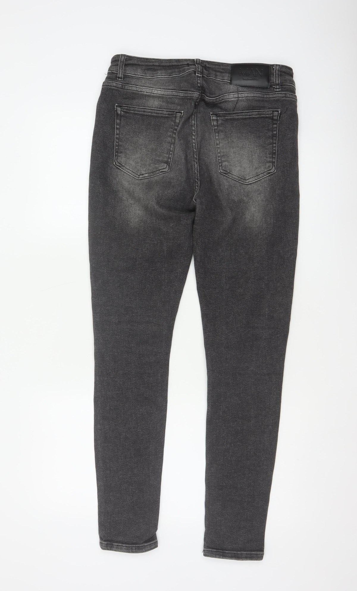 BoohooMAN Men’s Grey 32 Skinny Distressed Stretch Jeans