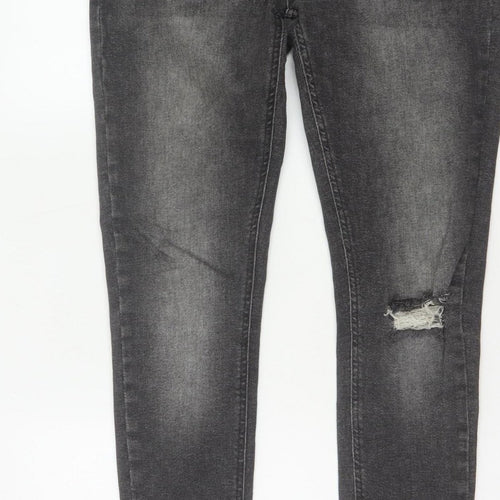 BoohooMAN Men’s Grey 32 Skinny Distressed Stretch Jeans
