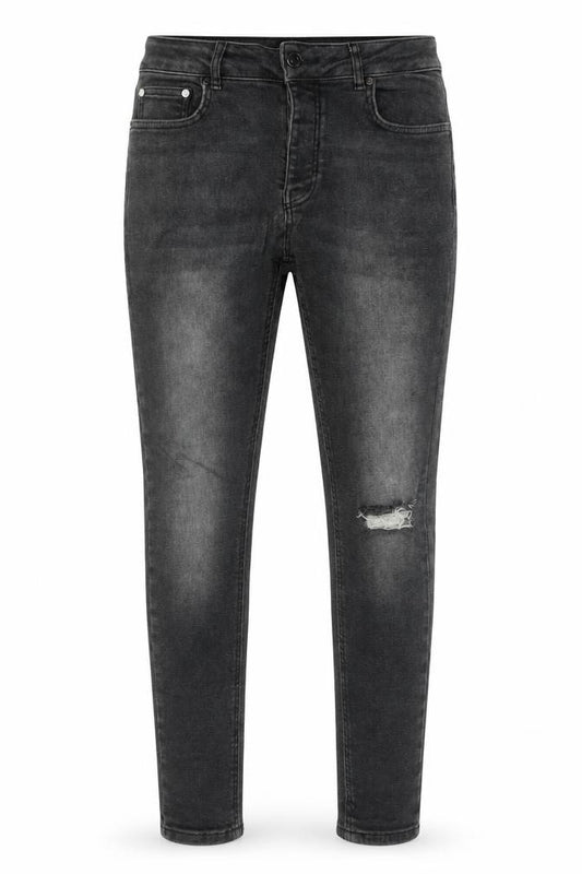 BoohooMAN Men’s Grey 32 Skinny Distressed Stretch Jeans