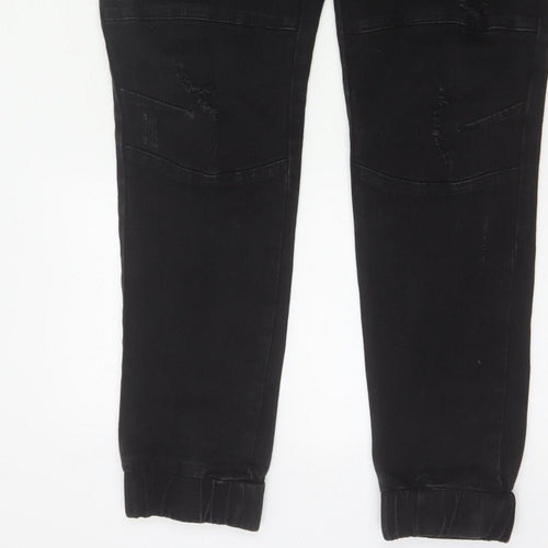 Connor Men’s Black 32 Skinny Cuffed Distressed Biker Jeans