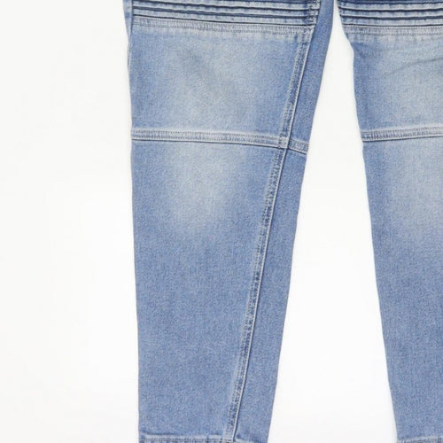 Zara Man Men’s Blue 32 Tapered Biker Ribbed Panel Jeans