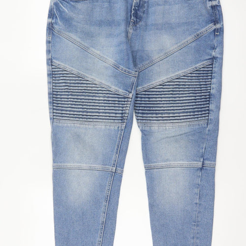 Zara Man Men’s Blue 32 Tapered Biker Ribbed Panel Jeans