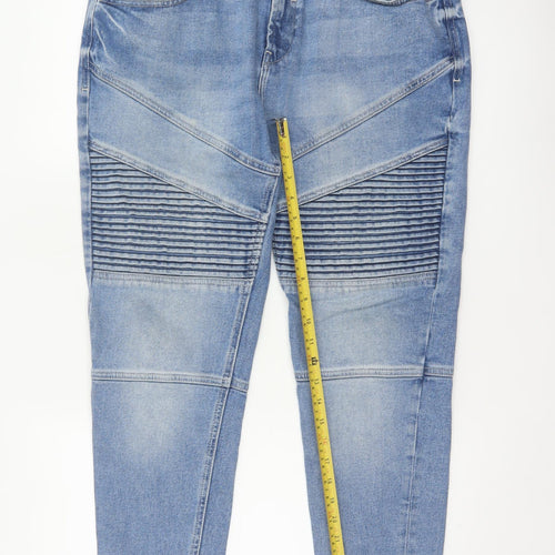 Zara Man Men’s Blue 32 Tapered Biker Ribbed Panel Jeans