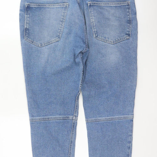 Zara Man Men’s Blue 32 Tapered Biker Ribbed Panel Jeans