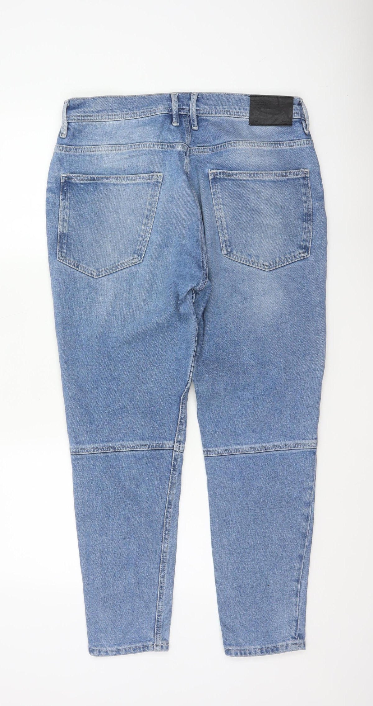 Zara Man Men’s Blue 32 Tapered Biker Ribbed Panel Jeans
