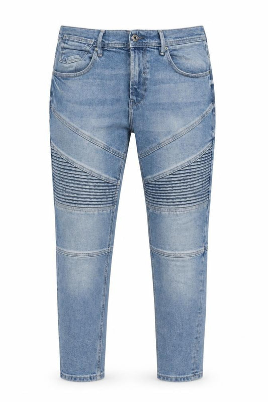Zara Man Men’s Blue 32 Tapered Biker Ribbed Panel Jeans