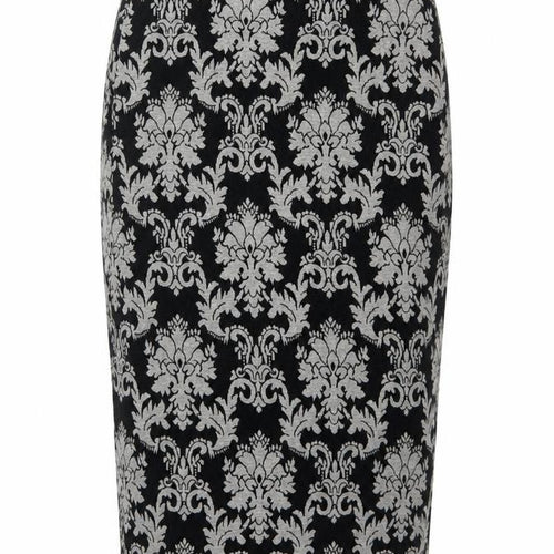 Next Women’s Black Grey Floral Knit Pencil Skirt UK 10 Knee Length