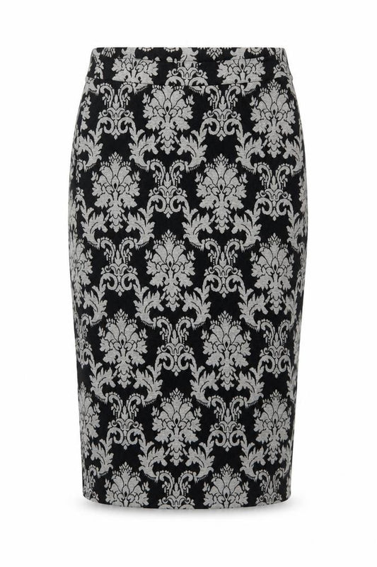 Next Women’s Black Grey Floral Knit Pencil Skirt UK 10 Knee Length
