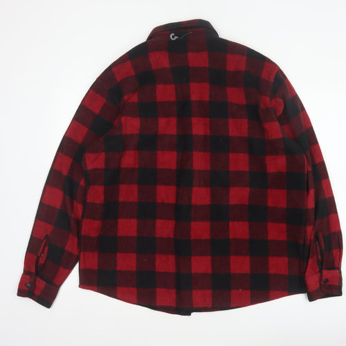 Wrangler Men’s Red Black L Plaid Flannel Button-Up Overshirt